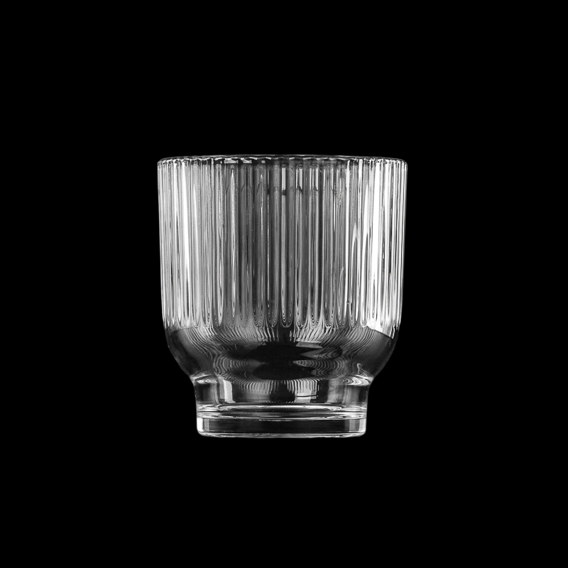 Wholesale 380ml 590ml Vertical Line Round Bottom Glass Candle Jar For Home Deco 