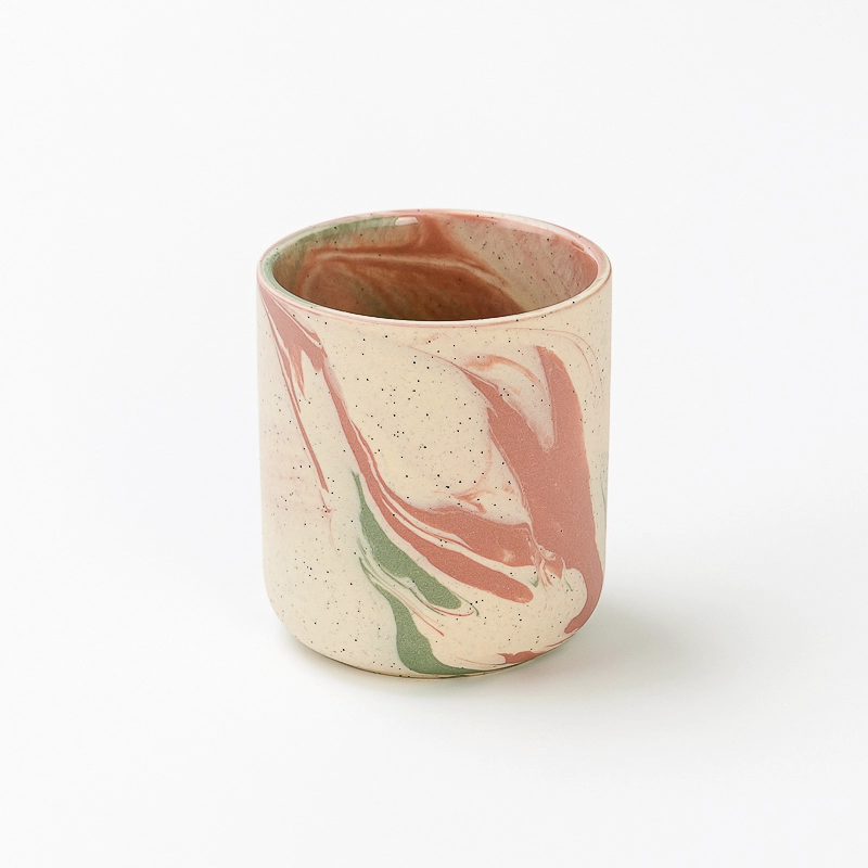 Supplier 210ml Luxury Pink Custom Stone Effect Ceramic Candle Jar 