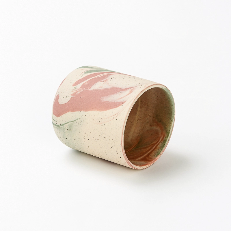 Supplier 210ml Luxury Pink Custom Stone Effect Ceramic Candle Jar 