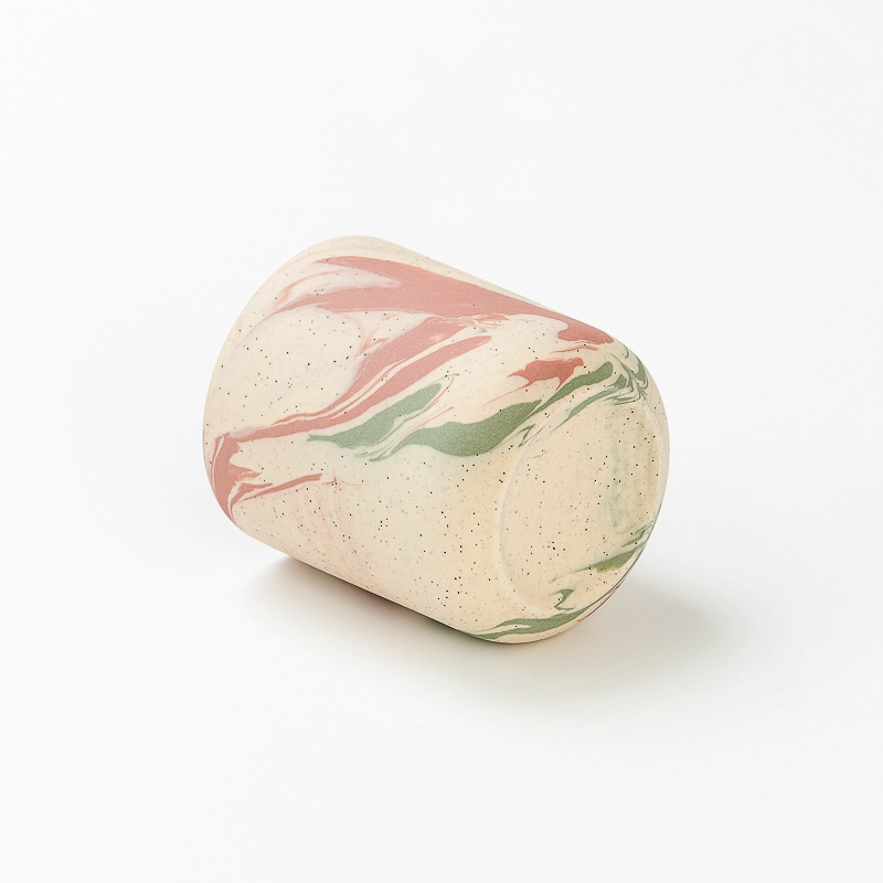 Supplier 210ml Luxury Pink Custom Stone Effect Ceramic Candle Jar 