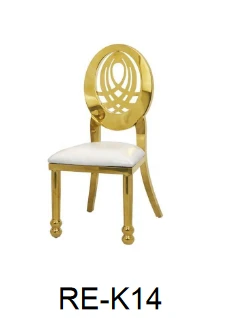 China Luxury Back Metal Chair with Cushions Stainless Steel Banquet Chair Design for Hotels Weddings Parties Living Room Use manufacturer