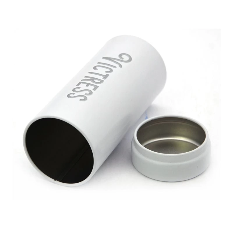 China Round Tin Cans Tea Storage Metal Box Cylinder Tin Container With Lid manufacturer