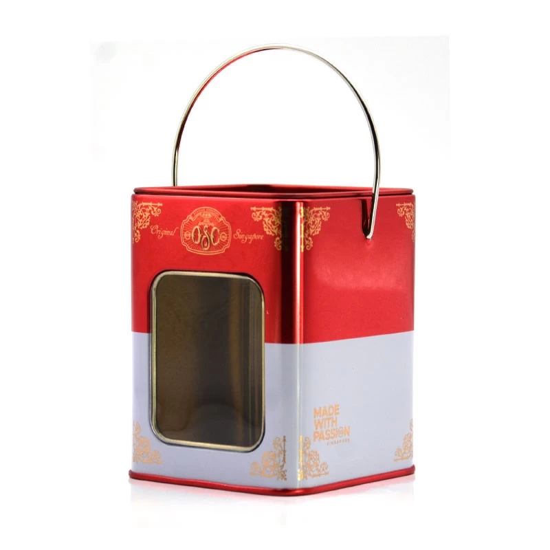 China Cute Christmas Gift Package Halloween Candy Tin Box With Handle And Window manufacturer