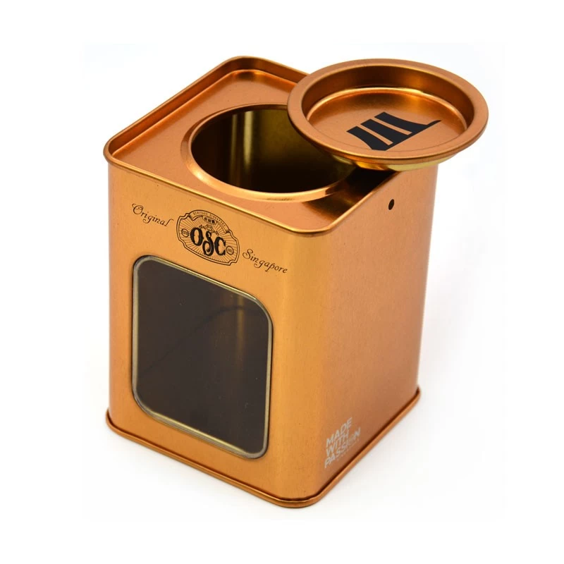 China Custom Printing Clear PVC Window Metal Tin Box  Tea Packaging Tin Gift Box Square Tin Box With Window manufacturer