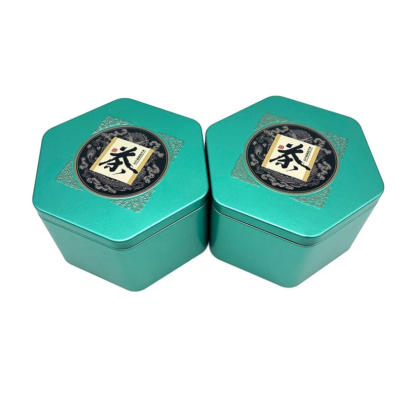 China Tin Tea Hexagon Hot Jualan Boleh Custom Coffee Tin Boxes Container pengilang