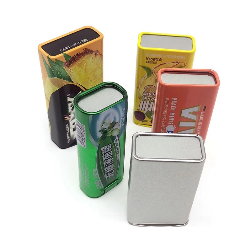 Custom Printed Small Hinged Lid Tin Box For Mint Candy