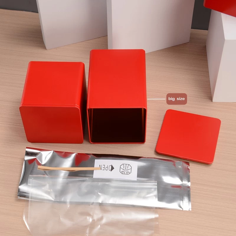 Custom Printed Square Tinplate Tea Tin Container with Metal Lid