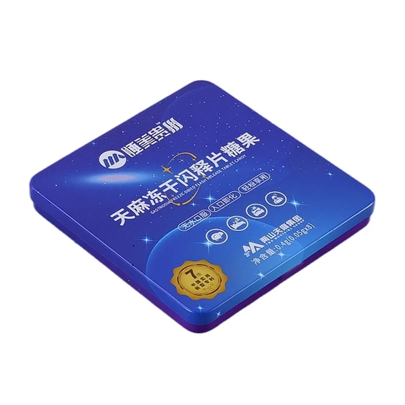 China Custom Printed Square Hinged Lid Candy Tin Box manufacturer
