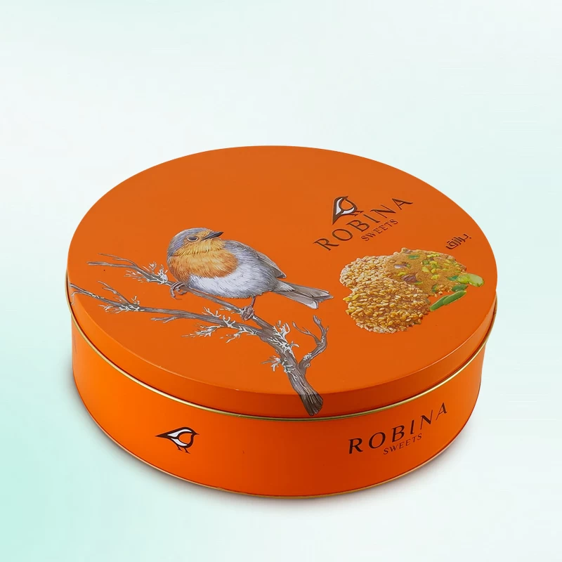 China Custom Printed Food Grade Round Cookies Tin Box manufacturer