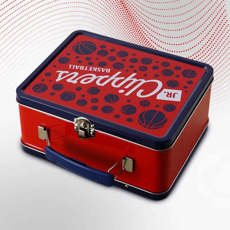 China Custom Rectangular Handle Tin Box manufacturer