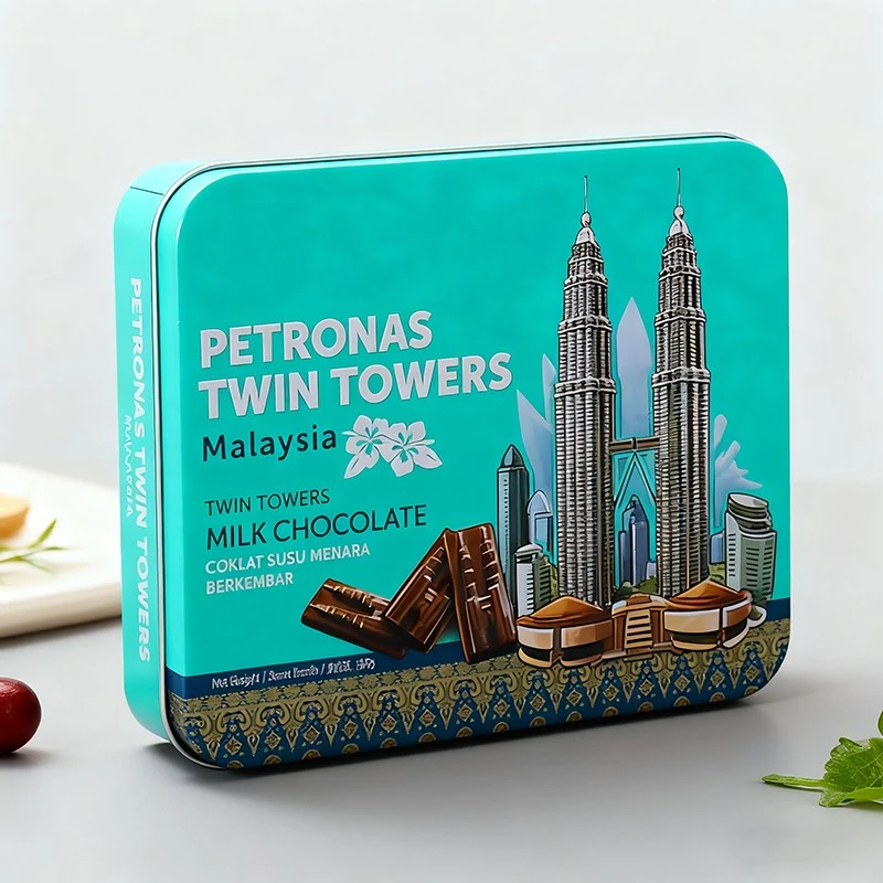 China Embalagem retangular impressa personalizada em caixa de lata de chocolate fabricante