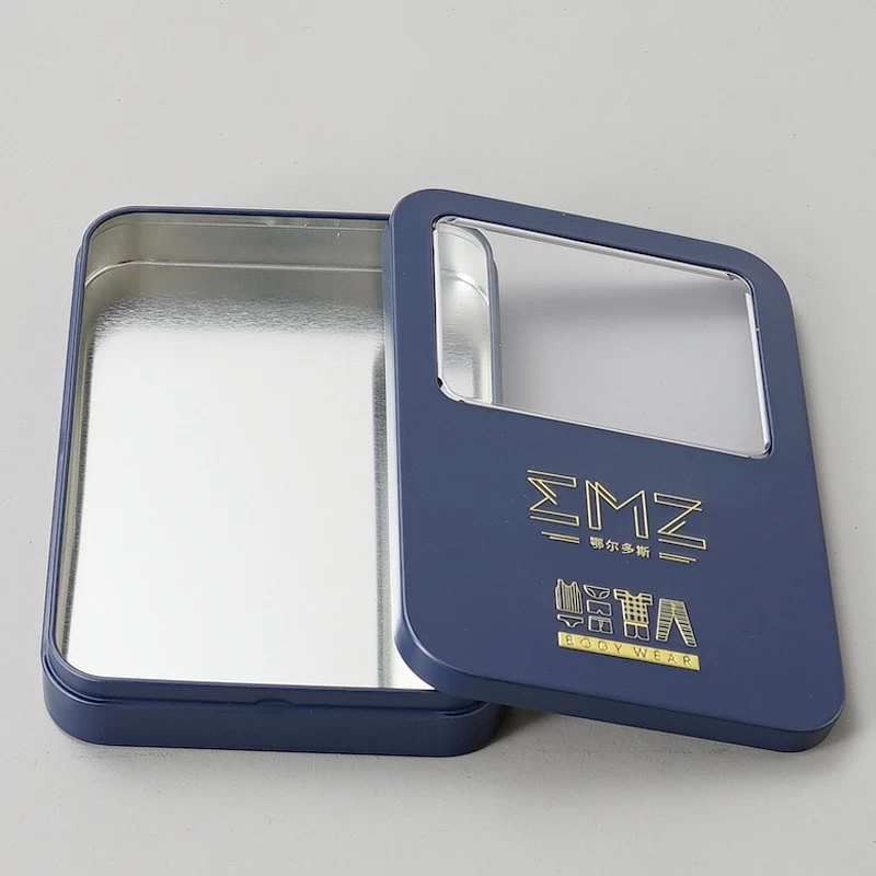 China Custom Printed Rectangular Window Tin Box Packaging manufacturer