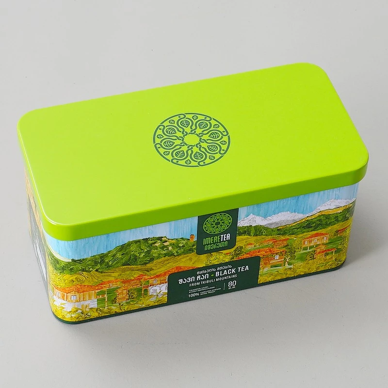 China Custom Printed Rectangular Tea Packaging Tin Box manufacturer