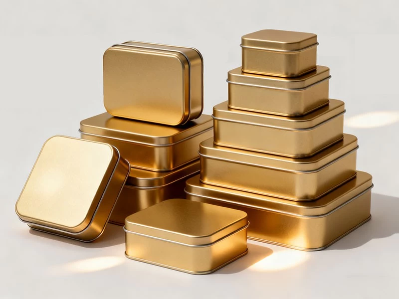 Cutii de metal imprimate personalizat pentru seturi de parfum, loțiune și machiaj