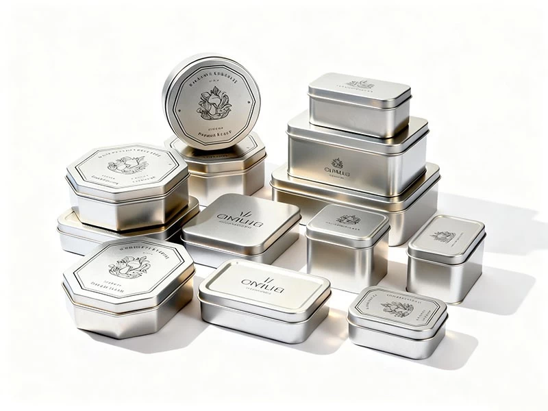 علب صفيح معدنية متينة لتخزين المنتجات وعرض البيع بالتجزئة