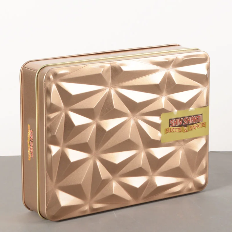 China Custom Printed Embossed Rectangular Tin Box manufacturer