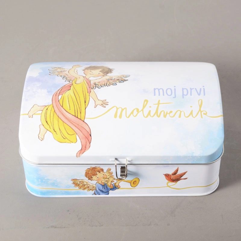 China Custom printed tin box containers with locking clasps manufacturer
