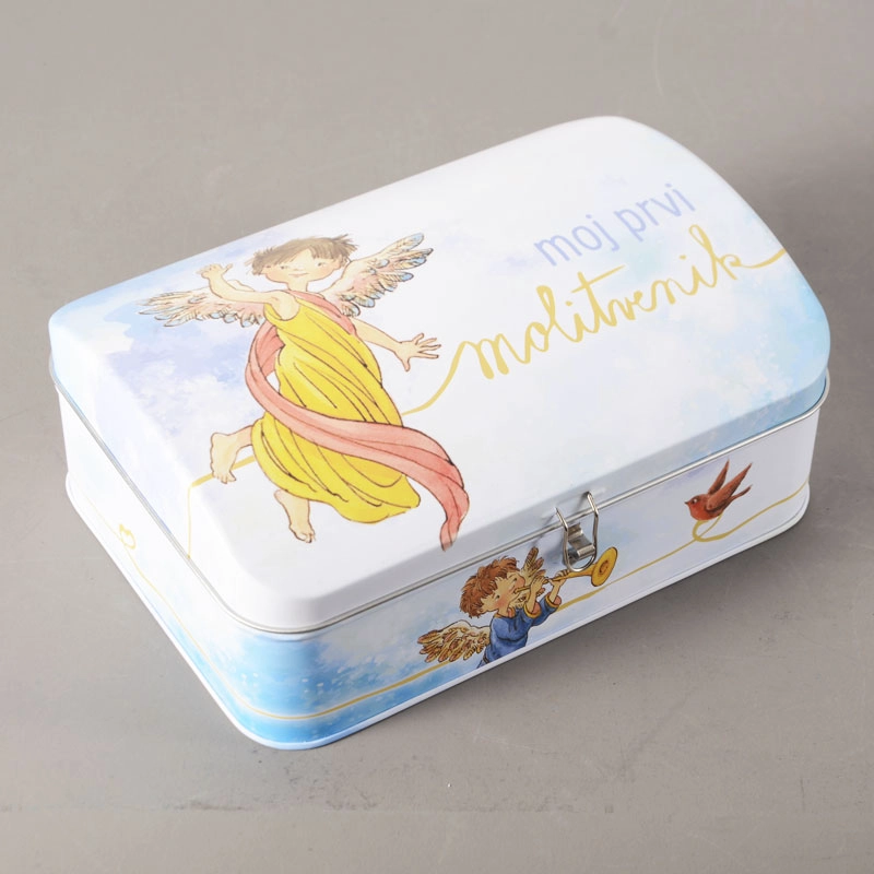 China Custom printed tin box containers with locking clasps manufacturer