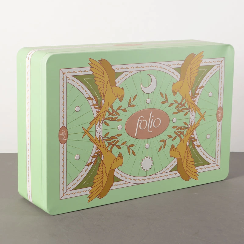 China Custom printed empty rectangular tin box containers manufacturer