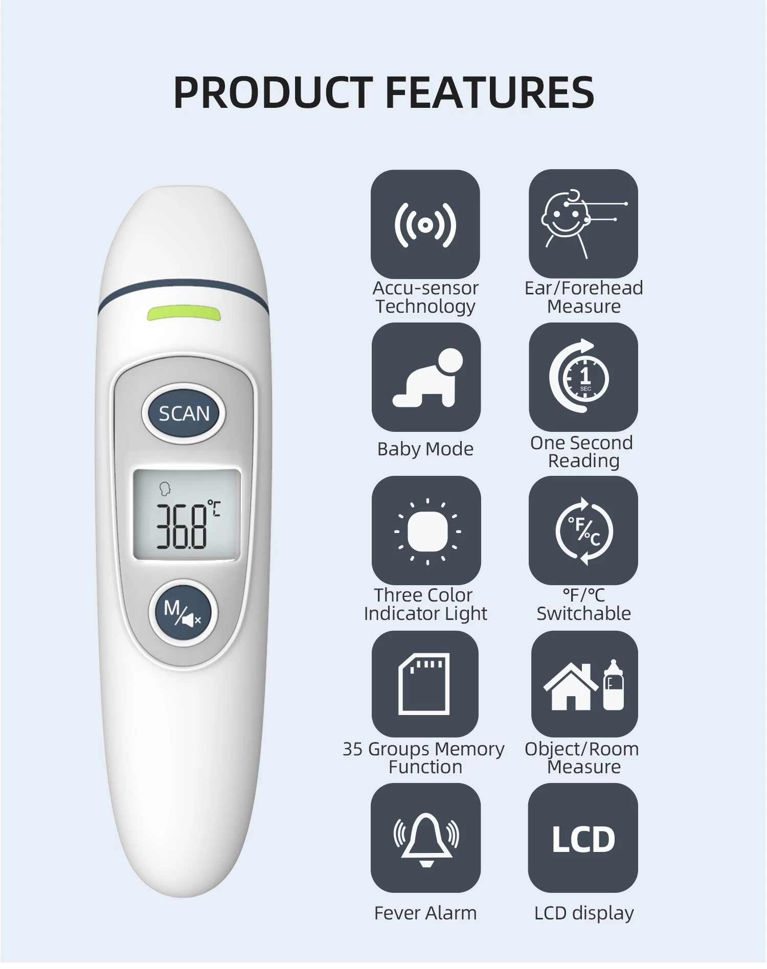 Three-color reminder thermometer,China Digital infrared thermometer, China Thermometer factory,China Digital infrared thermometer manufacturer, China Digital infrared thermometer supplier