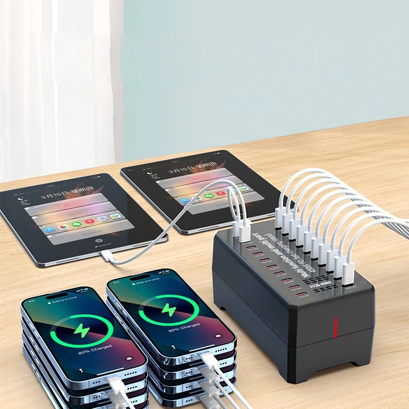 중국 맞춤형 20포트 USB Type-C PD 충전 스테이션 - 총 전력 400W, 20W 단일 포트 PD 고속 충전 지원, 입력 범위 100-240V 제조업체