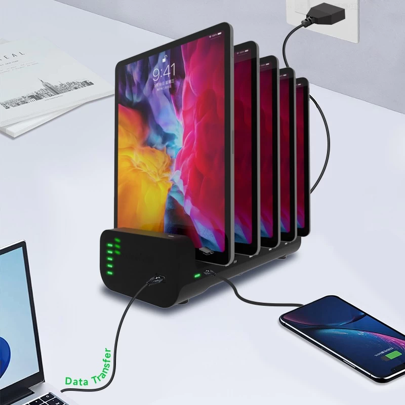 China 5-Port iPad Tablets POS Charging Dock with USB Type C Hub for Retail and Business manufacturer
