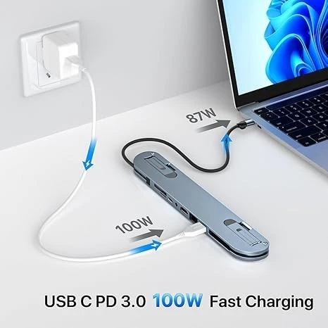China USB C Laptop Docking Station Stand | 7-in-1 Multiport USB-C-Hub mit 4K HDMI, Gigabit Ethernet, USB 3.0, 100W PD Fast Lading | OEM -Hersteller Hersteller