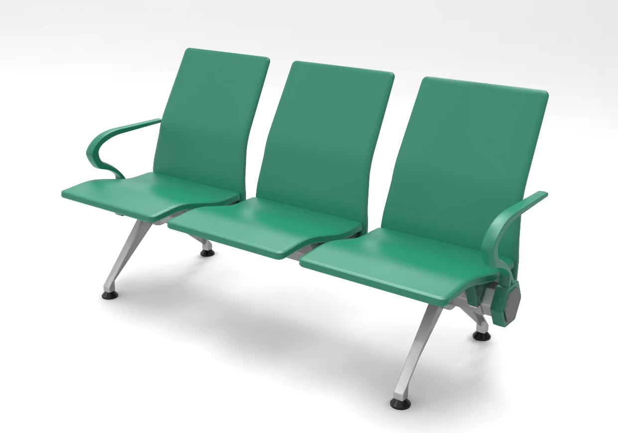 Aus welchen Materialien bestehen die Stühle in der Wartehalle des Bahnhofs im Allgemeinen?