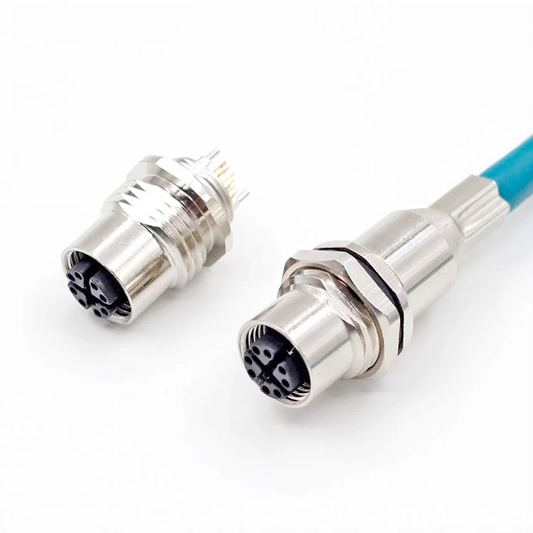 M12 X KOODING 8 Core Mies Nainen-paneelin kiinnike RJ45-liittimeen Ethernet Cat5e Cat6A -kaapeli