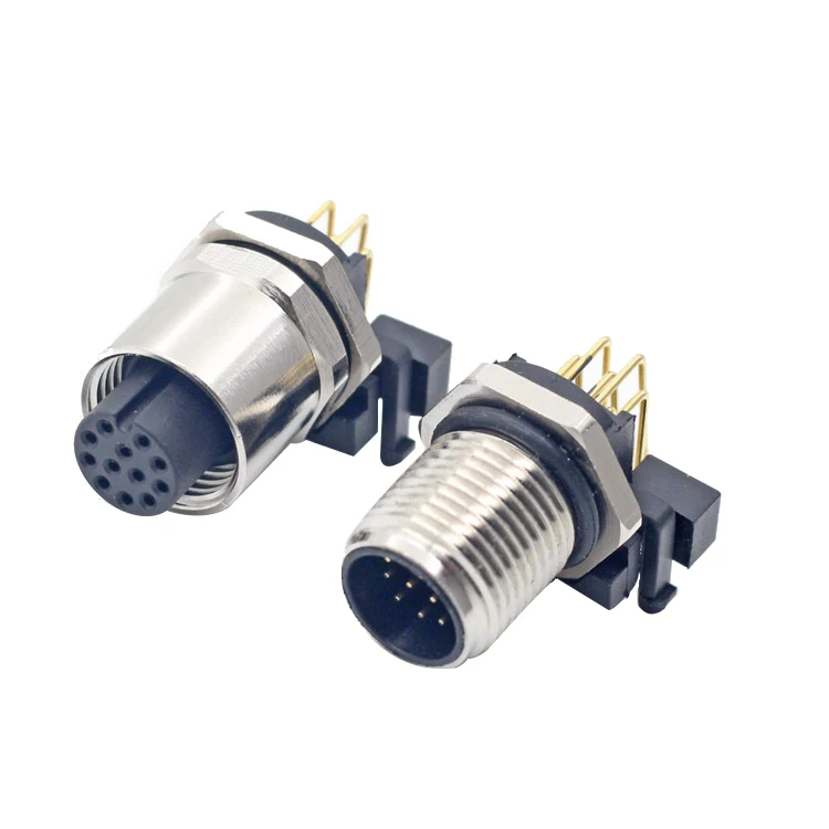 M12-Stromanschluss, Panelmontage-Adapter, Stecker/Buchse, 4P, T
