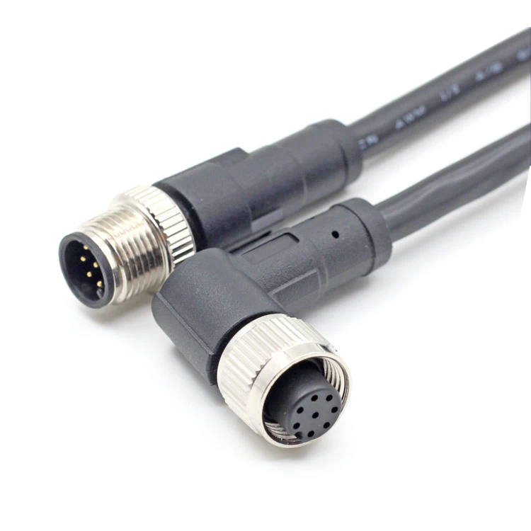 M12 12-rdzeniowy kabel kątowy męski na żeński