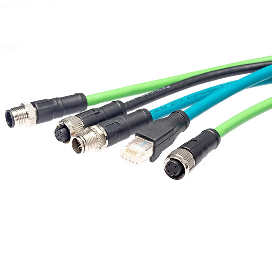 M12 4 pair twisted 8 core X coded male cable