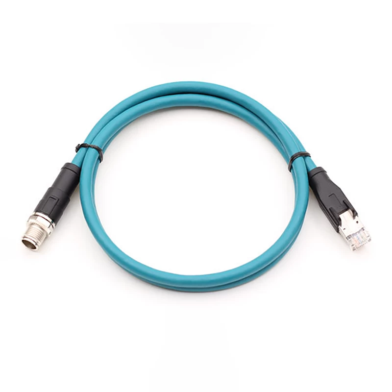 M12 4 pair twisted 8 core X coded male cable