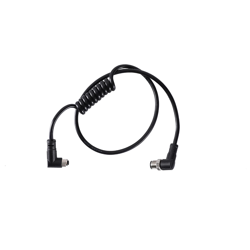 Cable rizado macho y hembra de ángulo recto de 4 pines M12 a M8