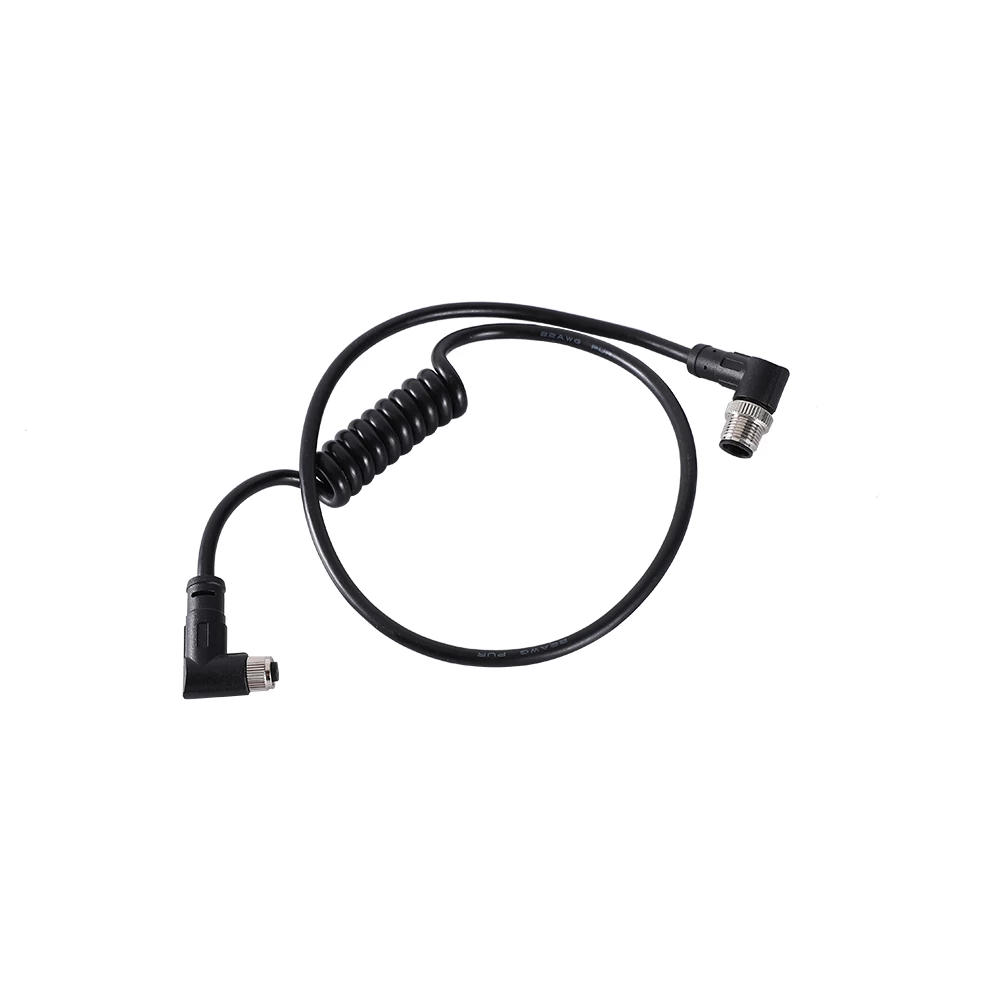 Cable rizado macho y hembra de ángulo recto de 4 pines M12 a M8