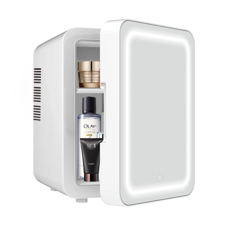 Skincare Fridge with Dimmable LED Light Mirror