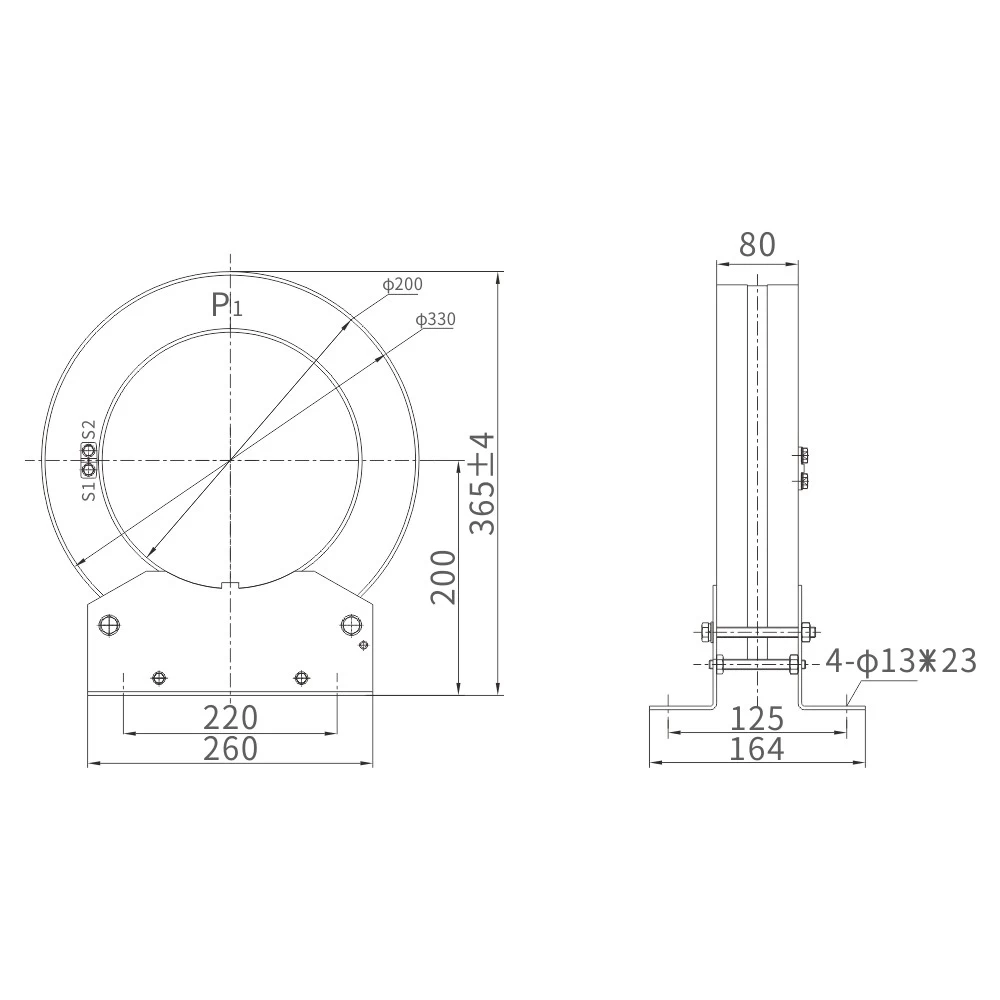 ประเทศจีน LXZ-200/330*80 ข้อมูลจำเพาะและขนาดหม้อแปลงไฟฟ้าปัจจุบัน ผู้ผลิต
