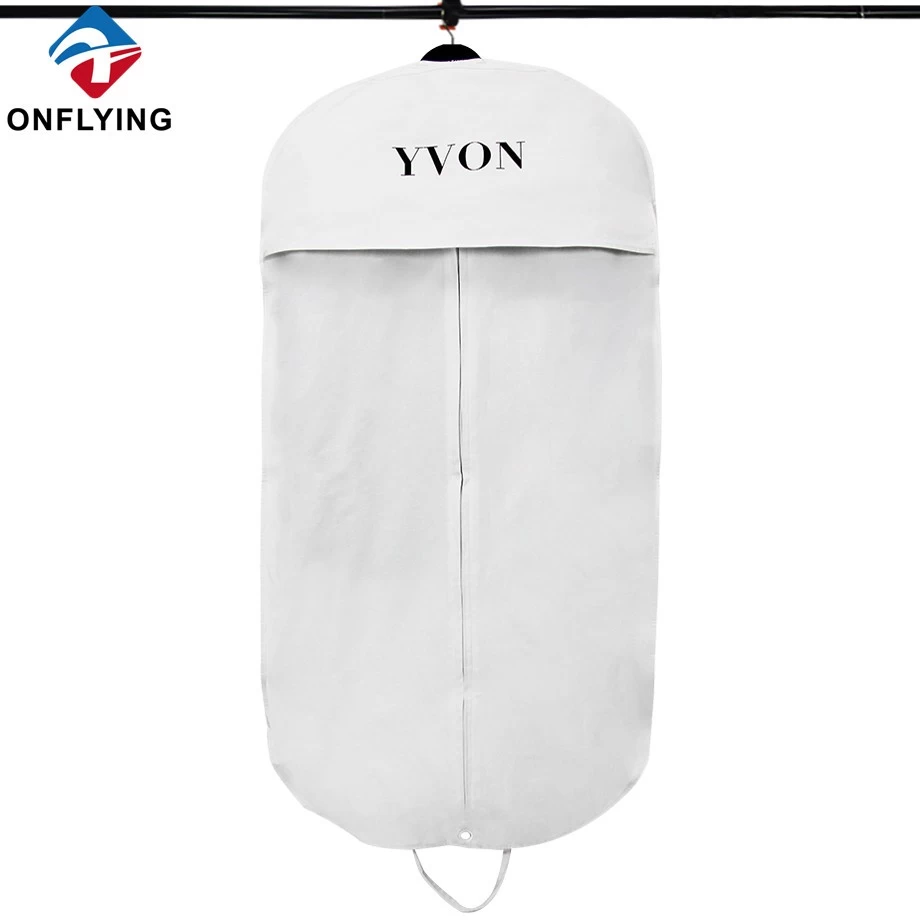 China Boutique Custom White Canvass Coat Cotton Garment Bags Factory China manufacturer