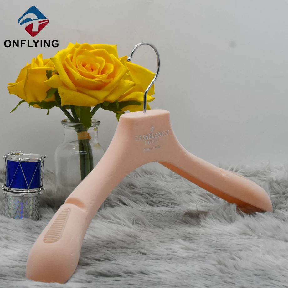 China Pink Color High End Bridal Dress Velvet Flocking Hanger China Supplier manufacturer