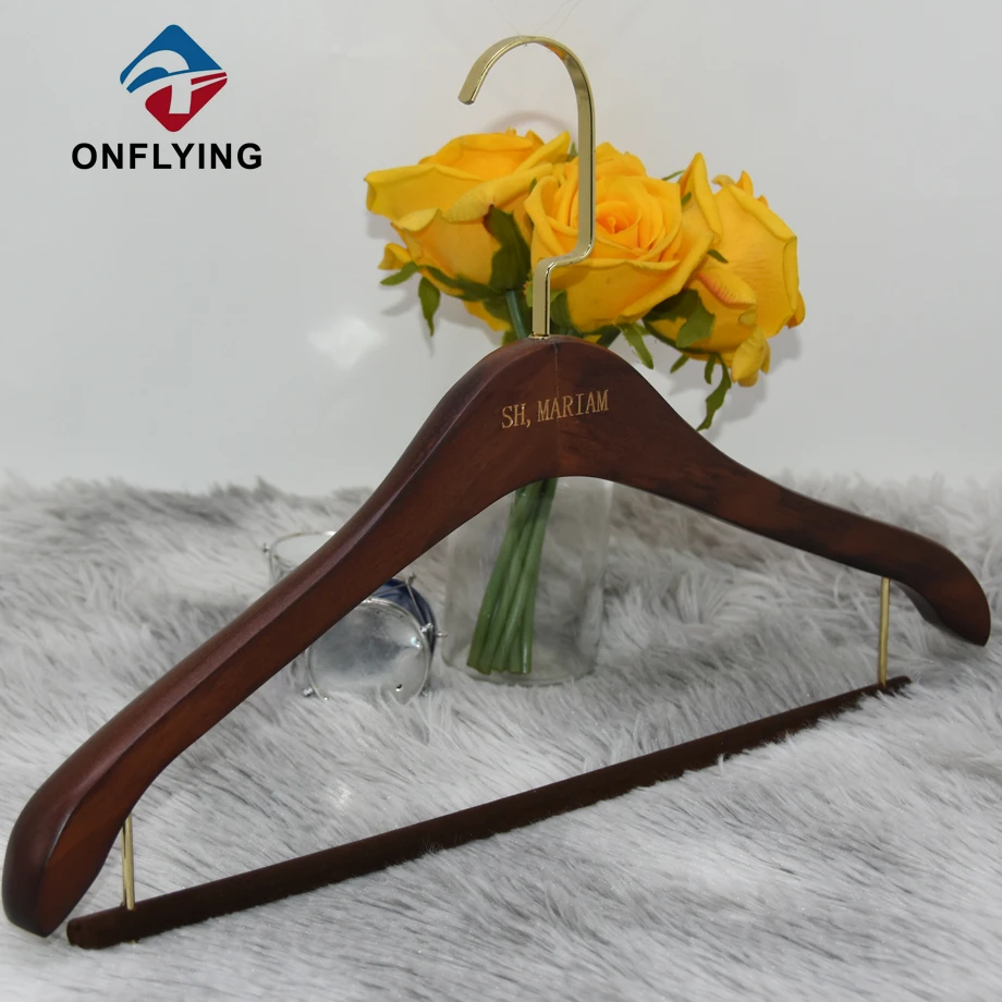 衣服用のスリップバーの木製ハンガーで耐久性のあるカスタムロゴ