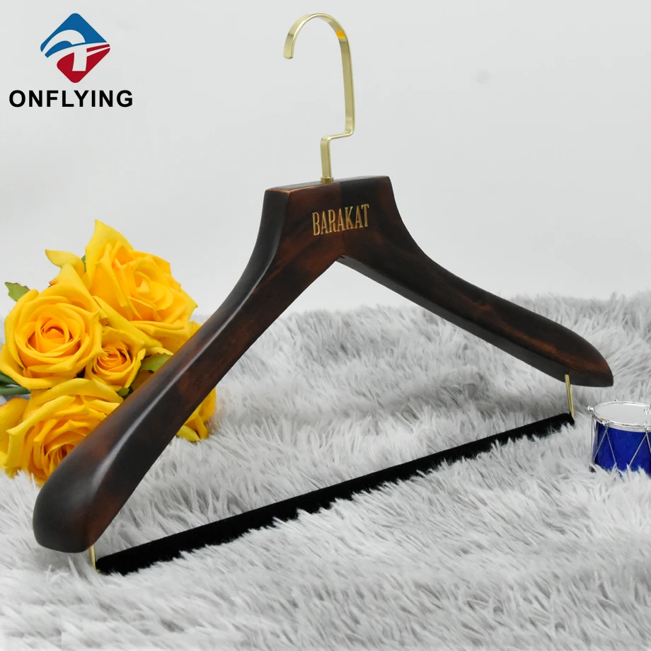 ホットセール豪華なソリッドブラウン木製ガーメントスーツハンガー中国メーカー