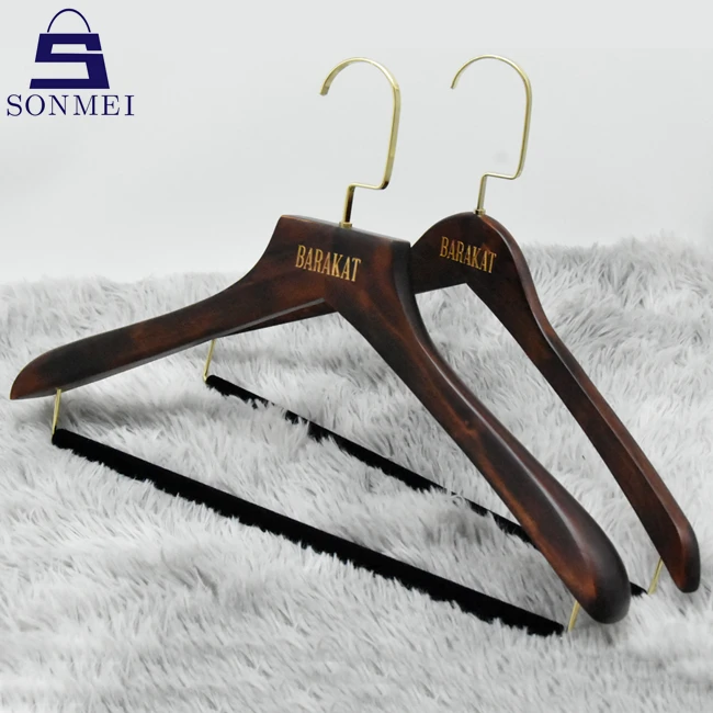 ホットセール豪華なソリッドブラウン木製ガーメントスーツハンガー中国メーカー