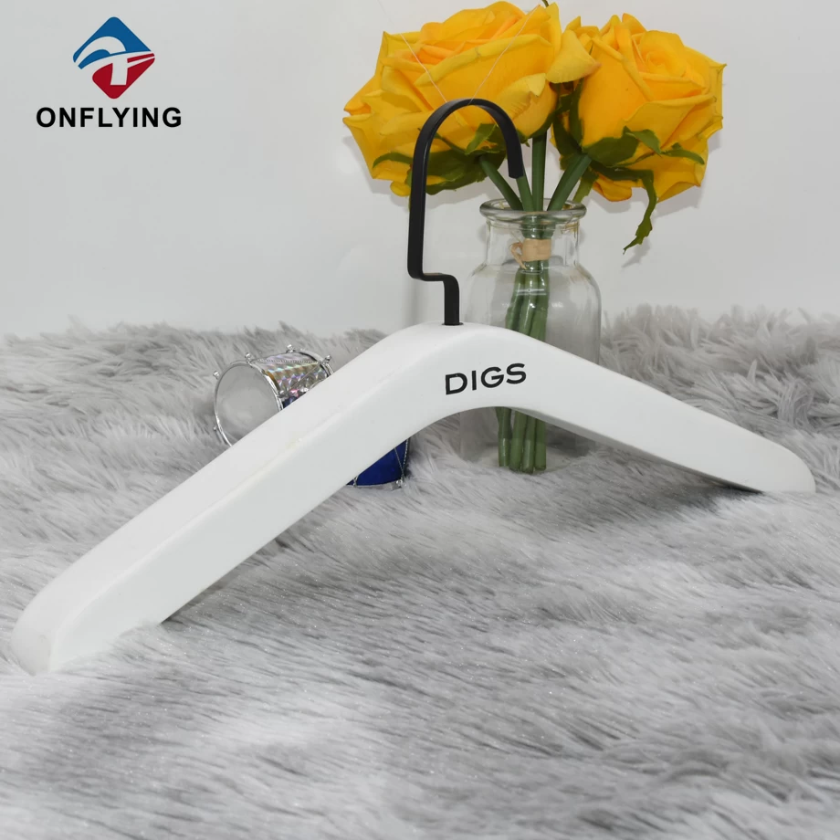 China High-End Custom White Lady's Thick Wooden Clothes Hangers China Supplier manufacturer