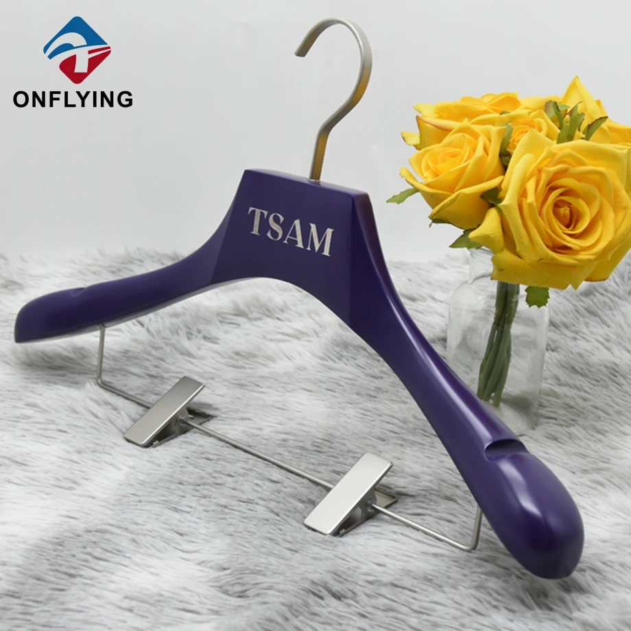 Wooden Hanger With Clips Manufacturer