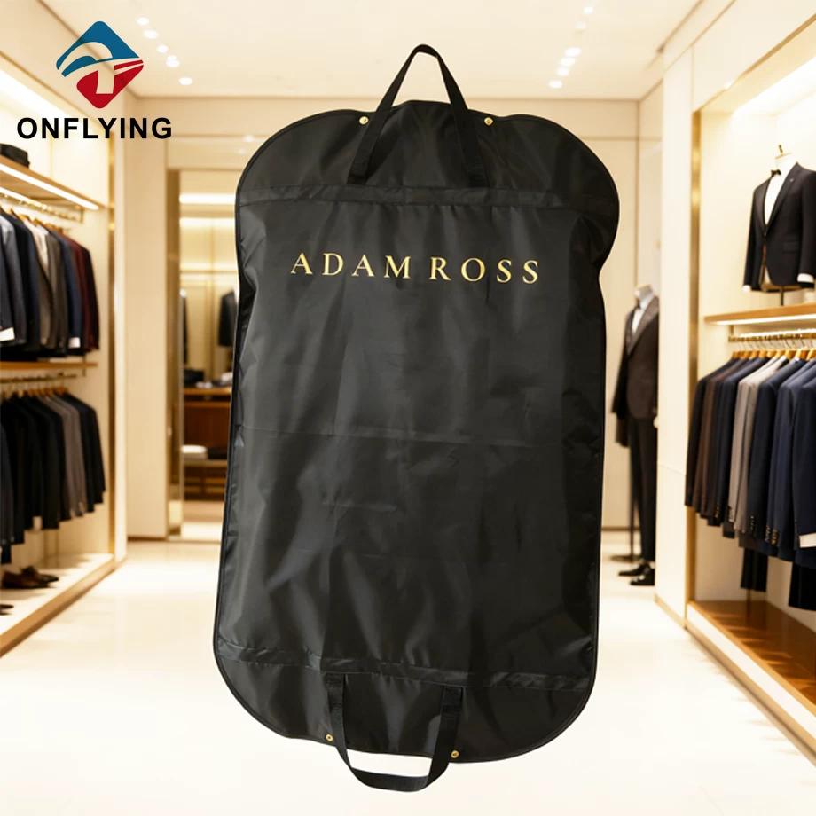 porcelana Ligero a medida con ventana de PVC Funda de traje de poliéster negro Fábrica de China fabricante