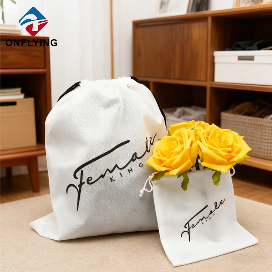 White Non Woven Drawstring Bags Manufacturer