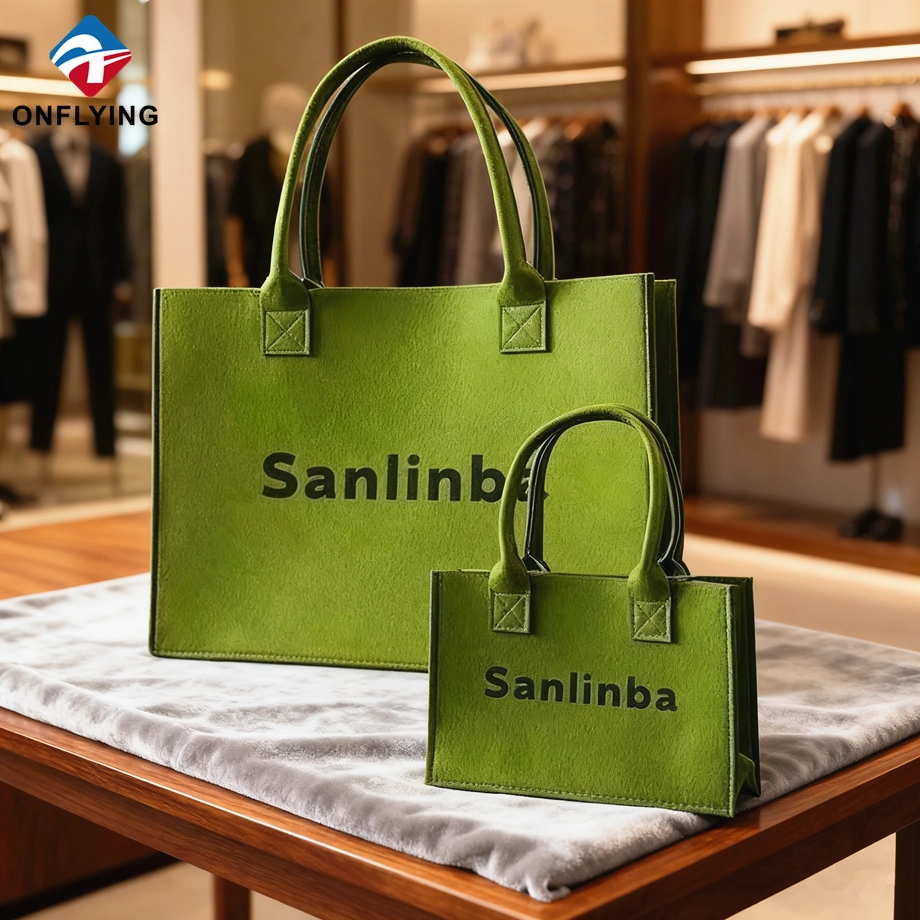 China Custom Green Packaging Carry China Felt Tote Bags Wholesale Factory Supplier manufacturer
