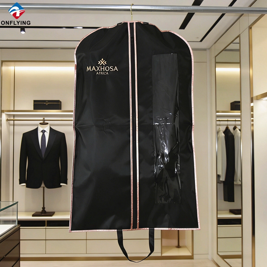 China Luxury Wrinkle-resistant Custom Embroidery logo Men's Polyester Suit Garment Cover Factory China manufacturer