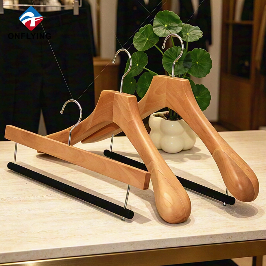 China Top Grade Luxury Premium Heavy Duty Multi-function Natural Wood Clothing Hangers Factory China manufacturer