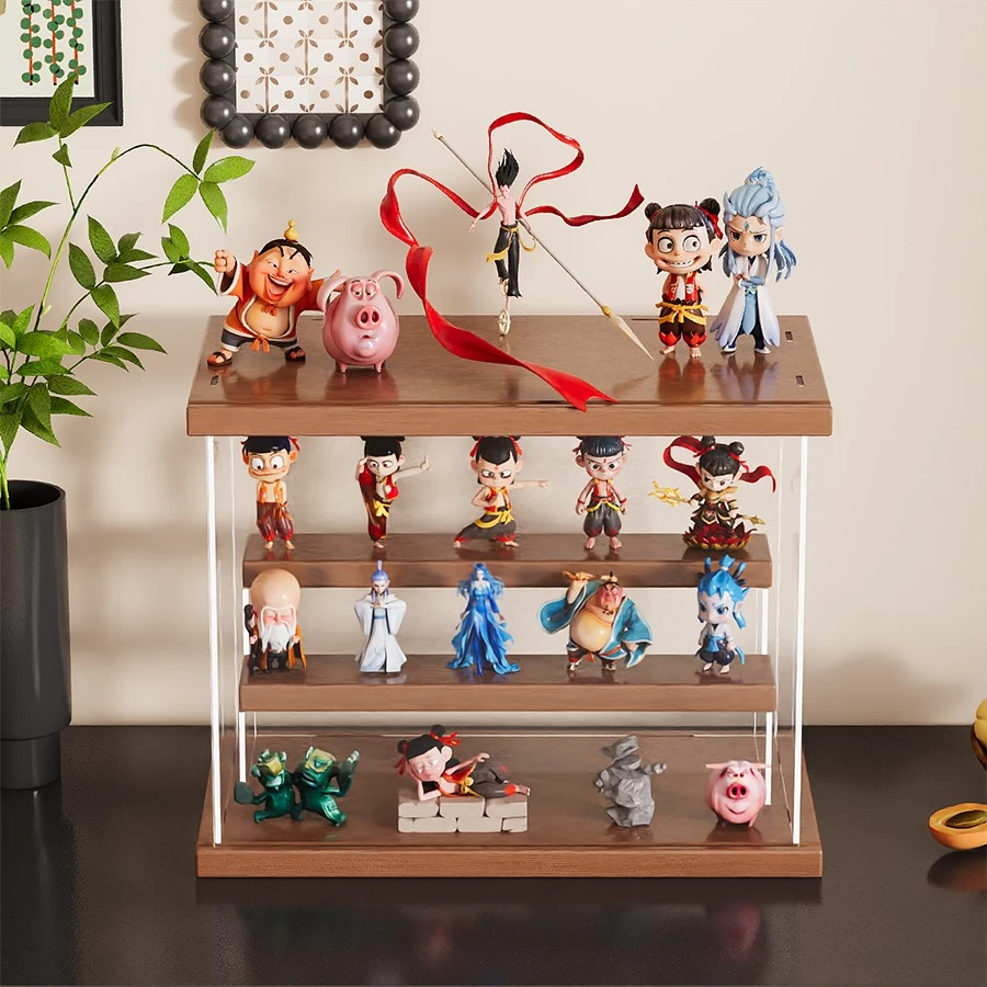China China acrylic wooden display case,figurine storage display cabinet manufacturer